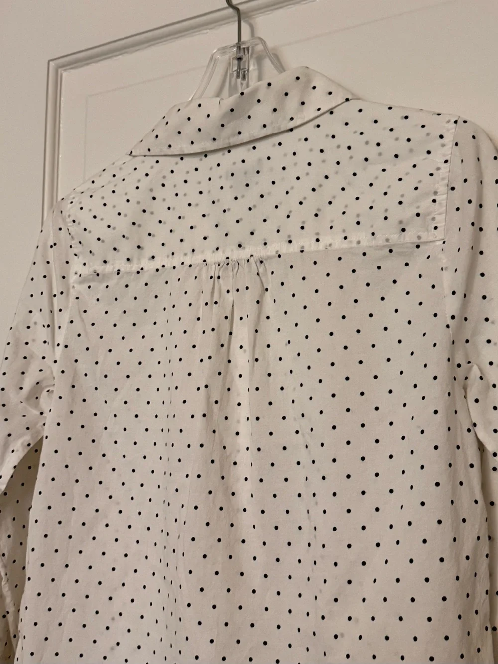 Last chance-J. Crew White Button-Down Long Sleeve Shirt with black Polka Dots